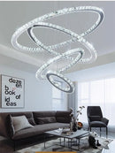 GobekUsa Crystal Rings Pendant Light Modern Chandelier Ceiling Lamp for Living Room