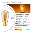 GobekUsa LED Filament Bulb 3W ST45 Gold Dimmable E26 E27 2200K Indoor Decorative