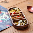 GobekUsa Acacia Wood Oval Three-Compartment Japanese Dip Plate | Breakfast Dip Plate