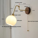 GobekUsa LED Wall Lights Up Down Rotate Pull Chain Switch Bedside Lamp Glass Canopy Fixtures