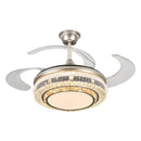 GobekUsa Gold Crystal Retractable Blades Modern LED Ceiling Fan 42" Smart Lightning