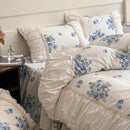 GobekUsa French Pastoral Princess Lace Bedding Set with Ruffles, 100% Cotton, Queen King