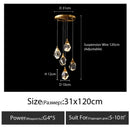 GobekUsa Diamond Crystal Chandelier Staircase LED Large Living Room Hall Lighting
