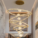GobekUsa Crystal Chandelier Stair Pendant Lamp Living Room Pendant Lights Interior Lighting