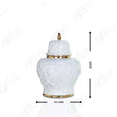 GobekUsa Embossed Flower Ceramic Ginger Jar Vase - Home Decor Storage Tank