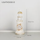 GobekUsa Coastal Wooden Lighthouse & Ship Model for Mediterranean Home Decor