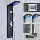 GobekUsa Black LED Waterfall Rain Shower Panel Faucet Set with Massage Jets