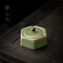 GobekUsa Geometric Green Ceramic Ashtray - Desk Decoration and Smoking Accessory