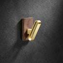 GobekUsa Brushed Gold Wood and Aluminum Robe Hook Towel Hanger for Bathroom and Kitchen