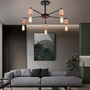 GobekUsa Industrial Rod Iron Wood Sputnik Chandelier Ceiling Lamp LED E27 Home Lighting
