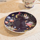 GobekUsa Flowers Pattern Ceramic Cup & Saucer Set for Dining Table, Coffee, Tea, Juice