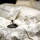 GobekUsa Luxe Embroidered Cotton Bedding Set: Duvet Cover, Pillowcases, Flat Sheet