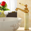 GobekUsa Gold Jade Brass Bathroom Basin Faucet | Deck Mounted Hot Cold Water Mixer