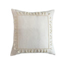 GobekUsa Boho Linen Cotton Pillow Cover with Tassels - Beige Square/Rectangular 45x45cm/30x50cm