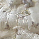 GobekUsa Butterfly Lace Ruffles Embroidery Bedding Set 4Pcs