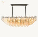GobekUsa Clear Glass Tiered Rectangle Chandelier Pendant Light