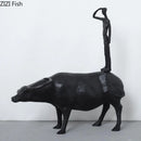 GobekUsa Cowherd Shepherd Boy Resin Figure Sculpture for Modern Home Decor