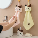 GobekUsa Cartoon Cat Hand Towel: Thick Coral Velvet Towel for Kitchen & Bathroom