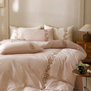 GobekUsa Elegant Lily of the Valley Embroidery Brown Cotton Bedding Set