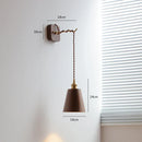 GobekUsa LED Wall Sconce Modern Japan Style Ceramic Lampshade Wooden Base Light
