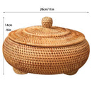 GobekUsa Handwoven Rattan Storage Box With Lid - Kitchen Food Container & Home Organizer