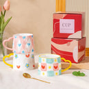 GobekUsa Love Heart Ceramic Mug: Hand-Painted Coffee Cup for Valentine's Day Gift