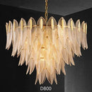 GobekUsa Glass Leaf Luxury Chandelier LED Pendant Lights for Modern Living Room