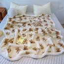 GobekUsa Little Bear Lamb Plush Blanket, Double Layered Warm Fleece Cover