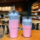GobekUsa Double Wall Insulated Stainless Steel Water Bottle with Straw - Large Capacity Mug
