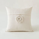 GobekUsa Beige Tufted Fringed Cushion Cover Cotton Linen Tassel Crochet Pillow Cover