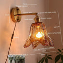 GobekUsa Japanese Style LED Wall Lamps Living Room Coffee Balcony Stair Light Copper Glass