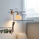GobekUsa Iron Wood LED Wall Light Fixture Rotate Bedside Lamp Aplique Pared