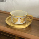 GobekUsa Fruits Pattern Porcelain Coffee Mug Set for Dining Table and Afternoon Tea