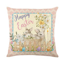 GobekUsa Easter Bunny Rabbit Linen Cushion Cover 45x45cm - Flower Print Festival Pillowcase