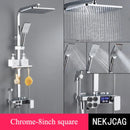 GobekUsa Digital Display Thermostatic Shower Faucet Set, Rain Shower Column, Wall Mount - Black/Chrome