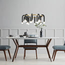 GobekUsa Black U Shape Tube Gold Ring Chandelier for Foyer Dining Room Lighting