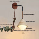 GobekUsa LED White Glass Wall Light Fixture Modern Pull Chain Switch Bedside Sconce