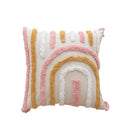 GobekUsa Geometric Embroidered Loop Tufted Throw Pillow Covers - Pink Tufted Cushion Cover