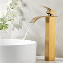 GobekUsa Gold Bathroom Faucet: Brass Rose Gold Basin Waterfall Mixer Tap