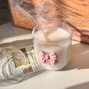 GobekUsa Glass Cup with Lid, Straw, and Pink Bow Tie: Cute, Simple, High-Value Coffee Cup