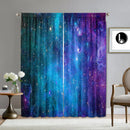 GobekUsa Dark Blue Forest & City Night View Modern Printed Curtains