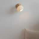 GobekUsa Ceramic LED Wall Lights with Pull Chain Switch, Modern Wood Base Bedside Lamp