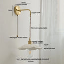GobekUsa Copper Ceramic LED Wall Light Pull Chain Switch Modern Bedroom Lamp