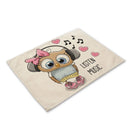 GobekUsa Cute Owl Animal Placemat Music Bird Kitchen Dining Table Mats Coaster Bowl Cup Mat