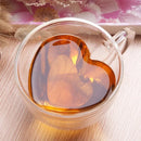 GobekUsa Heart-Shaped Double Glass Mug | Romantic Couple Cups for Tea, Coffee