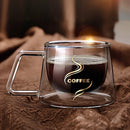 GobekUsa Glass Double Wall Coffee Mug with Handle, 200ml Heat-resistant Espresso Cup