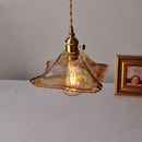 GobekUsa Amber Glass Pendant Light Fixture with Copper Knob Switch