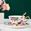 GobekUsa Bone China Tea Cup Set with Saucer Spoon - Elegant Black Tea Party Coffeeware