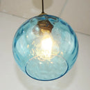 GobekUsa Blue Glass Ball LED Pendant Light Fixture for Dining Room and Bedroom