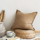 GobekUsa Linen Pillow Cover 45x45cm Plain Fringed for Home Sofa Bed Decoration